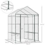 5' x 5' x 6' Mini Walk-in Greenhouse Kit, Portable Green House with 3 Tier Shelves, Roll-Up Door, and Weatherized Plastic Cover for Backyard Garden, Clear - Image 3
