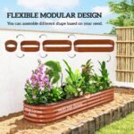 7.9' x 2' x 1' Galvanized Raised Garden Bed Kit, Metal Planter Box with Safety Edging, Brown - Image 4