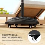 Round Patio Umbrella Base with Wheels, 44 lbs Resin Umbrella Stand Base, Heavy Duty Patio Umbrella Holder for 1.3"/1.5"/1.9" Umbrella Poles for Outdoor, Lawn, Poolside - Image 6