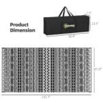Reversible Outdoor Rug, Waterproof Plastic Straw with Carry Bag, 9' x 18', Black & White Geometric Wall - Image 3