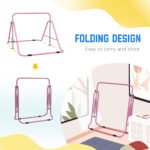 Folding Gymnastics Bar for Kids, Adjustable Height, Bubble Gum Pink - Image 6