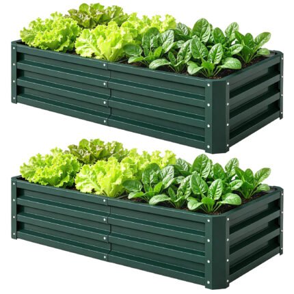 Galvanized Raised Garden Bed with 4' x 2' x 1' Metal Planter Box