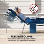 Tanning Chair with Face Hole, 5-Level Adjustable Outdoor Chaise Lounge Chair with Pillow for Beach, Pool, Dark Blue - Image 4