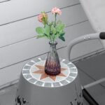 Decorative Outdoor Stool, 12" Round Patio Side Table, Mosaic Accent Plant Stand for Garden, Balcony, Gray - Image 7