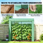 Mini Greenhouse, Portable Greenhouse with Roll-Up Door and 2 Mesh Windows, PE Cover, 78.7" x 29.5" x 74", Green - Image 8