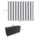 Reversible Outdoor Rug, 9' x 12' Waterproof Plastic Straw Floor Mat, Portable RV Camping Carpet, Large Floor Mat for Backyard, Deck, Picnic, Beach, Gray & White Striped - Image 3