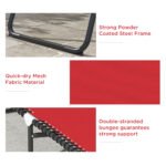 Folding Chaise Lounge Pool Chair with 4-Position Reclining Back, Pillow, Breathable Mesh & Bungee Seat, Wine Red - Image 5