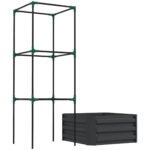 Galvanized Planter Box, 24" x 24" x 55" Raised Garden Bed with Tomato Cage for Climbing Vines, Dark Gray - Image 8