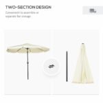 9 ft Cantilever Umbrella with Push Button Tilt and Crank Tassles and 8 Ribs Shade Umbrellas for Garden - Image 8