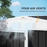 8 x 4ft Outdoor Garden Shed, Metal Shed with Air Vents and Lock for Backyard, Garden, Patio, Dark Gray - Image 5