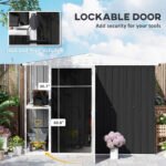 8 x 4ft Outdoor Garden Shed, Metal Shed with Air Vents and Lock for Backyard, Garden, Patio, Dark Gray - Image 7