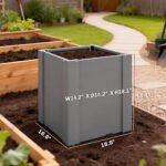 Raised Garden Bed Galvanized Planter Box Outdoor with Gloves for Gardening Vegetables, Flower, Herb, 1.4 x 1.4 x 1.5 ft, Gray - Image 3