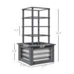 Wooden Raised Garden Bed with Trellis, Galvanized Planter Box Elevated Garden Bed for Garden, Patio, Gray - Image 3