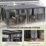 12' x 19' Aluminum Pergola with Adjustable Louvered, Outdoor Pergola with Curtains and Netting - Image 8