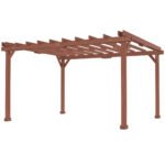 11' x 12.5' Outdoor Wood Pergola with Grape Trellis for Patio, Deck, Backyard, Lawn