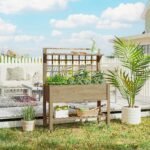 41" Raised Garden Bed Mobile Elevated Wooden Planter Box Stand with Wheels, Trellis and Storage Shelf, Dark Brown - Image 8