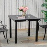 Patio Dining Table for 4, Rectangular Aluminum Outdoor Table for Garden Lawn Backyard, Black - Image 2