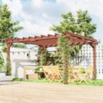 11' x 12.5' Outdoor Wood Pergola with Grape Trellis for Patio, Deck, Backyard, Lawn - Image 2