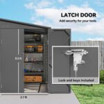 4.6' x 9' Outdoor Storage Shed, Lean to Metal Shed with Foundation Kit, Lockable Doors and Gloves for Patio, Lawn, Dark Gray - Image 7