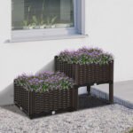 2-Piece Raised Garden Bed with Legs, Self-Watering Planter Box Raised Bed to Grow Flowers, Herbs & Vegetables, Brown - Image 2
