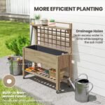 41" Raised Garden Bed Mobile Elevated Wooden Planter Box Stand with Wheels, Trellis and Storage Shelf, Dark Brown - Image 5
