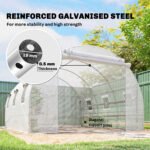 10'x11'x6' Walk-in Tunnel Greenhouse with Shelves, Mesh Door and Windows, Hoop House Greenhouse with PE Cover, White - Image 5