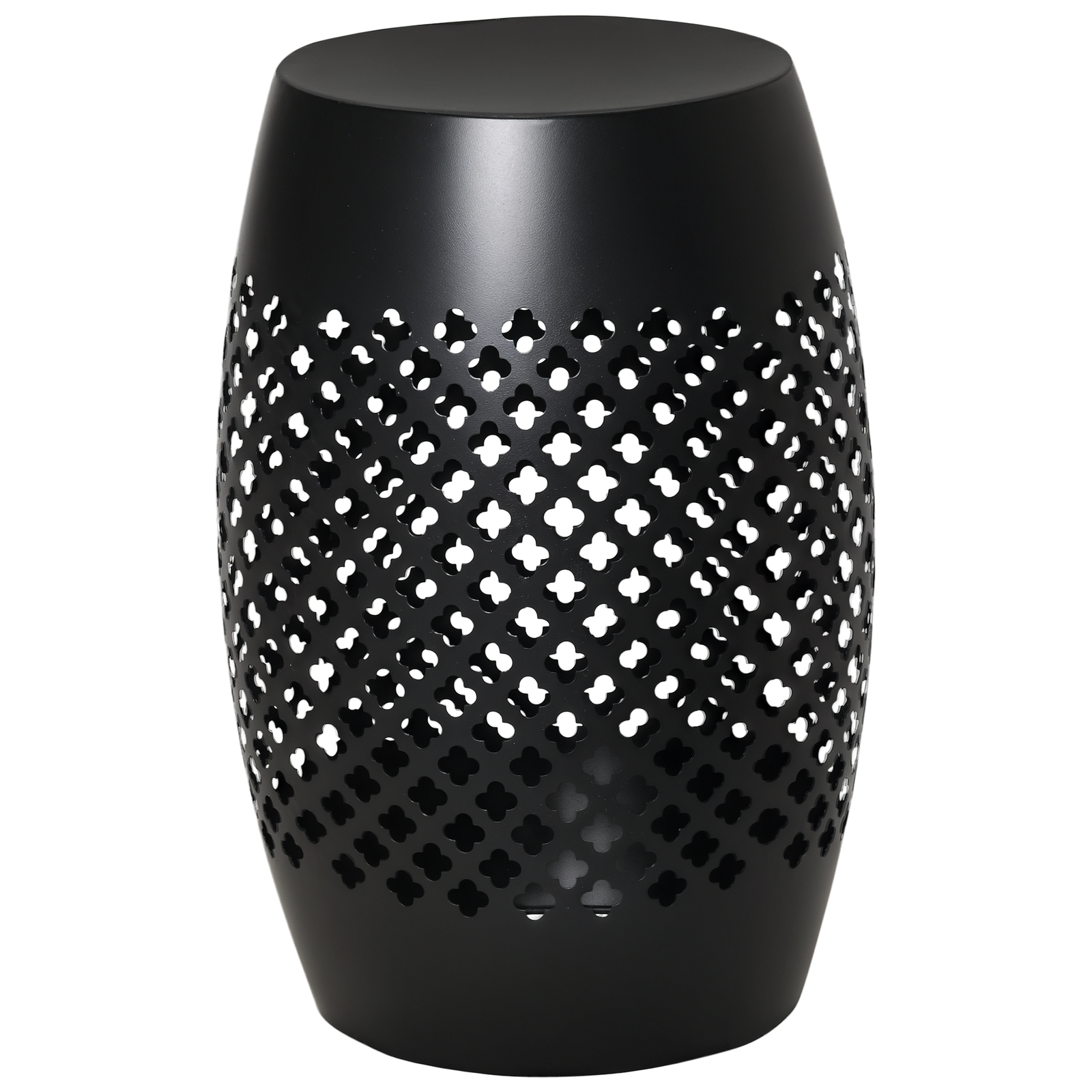 NAX4bc197207057a6.png 12" Steel Outdoor Side Table, Round Hollow Drum Patio End Table, Accent Table for Indoor and Outdoor, Black - Image 1