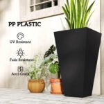 Tall Planters for Outdoor Plants Set of 3, 28 In Taper Planters with Drainage Holes, Indoor Grande Plant Pots, Front Porch Decor, Black - Image 6