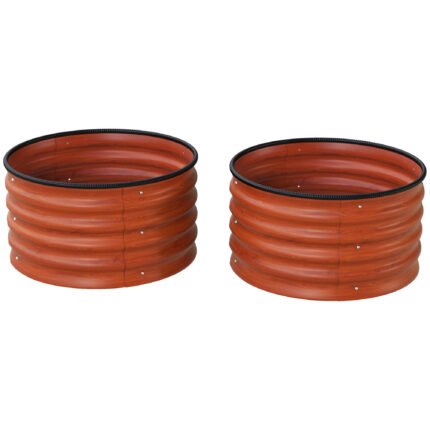 Set of 2 Raised Garden Bed with Metal Planter Box