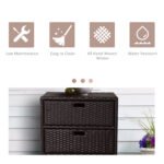 Patio PE Rattan Storage Cabinet, Wicker Pool Cabinet Organizer, Outdoor Towel Rack for Pool with 3 Drawers, Brown - Image 6