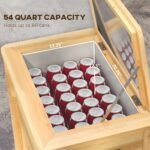 Wooden Outdoor Cooler, Beverage Cooler with Bottle Opener for Backyard Deck Poolside Party, 54 Quart, Natural - Image 5
