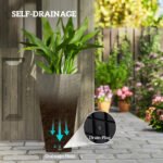 Tall Planters for Outdoor Plants Set of 3, 28 In Taper Planters with Drainage Holes, Indoor Grande Plant Pots, Front Porch Decor, Grey - Image 5