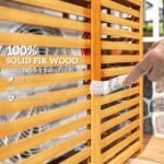 Outdoor Air Conditioner Fence Privacy Screen, Wood AC Fence Potting Table with Shelves for Patio, Light Brown - Image 5