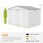 9' x 6' Outdoor Storage Shed, Garden Tool Metal Shed with Foundation Kit, Double Lockable Door, Air Vents and Sloping Roof, for Backyard, Patio, Lawn, Dark Gray - Image 3