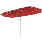 13ft Double-Sided Market Umbrella, Large Patio Umbrella with Solar Lights, Crank Handle for Garden, Pool, Yard - Image 9