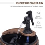 23" H Outdoor Water Fountain Wood and Plastic Rustic Apple Barrel Pump Garden Decor for Outside Backyard - Image 4