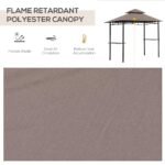 8' x 5' Grill Gazebo with Double Roof, Outdoor BBQ Canopy Gazebo with 2 Side Shelves for Patio Yard Garden Coffee - Image 6