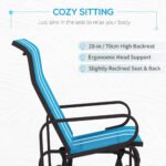 Gliding Lounger Chair, Single Rocker with Lightweight Metal & Mesh Construction, Blue - Image 5