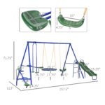 Metal Swing Set for Kids, 5 in 1 Outdoor Playset with Heavy Duty A-Frame Stand, 29.5" Saucer Swing, Slide, Teeter-Totter, Glider, for Backyard, Blue - Image 3
