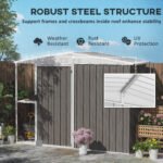 8 x 4ft Outdoor Garden Shed, Metal Shed with Air Vents and Lock for Backyard, Garden, Patio, Warm Gray - Image 8