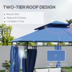 10' x 13' Double Roof Patio Gazebo, Outdoor Gazebo with Curtains, for Garden, Lawn, Backyard and Deck - Image 4