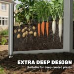 Raised Garden Bed Galvanized Planter Box Outdoor with Gloves for Gardening Vegetables, Flower, Herb, 2.6 x 1 x 2 ft, Gray - Image 4