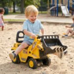 Kids No Power Ride-On Excavator with Manual Control Bucket, Yellow - Image 2