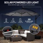 10 ft Cantilever Patio Umbrella with Light, Weight, Offset Hanging Outdoor Umbrella with Protective Cover - Image 4