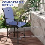 Outdoor Bar Stools Set of 2, 360° Swivel Bar Height Chairs, 26.75" x 29.5" x 48.5", Navy Blue - Image 5