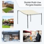 10' x 10' Steel Outdoor Pergola Gazebo, Patio Canopy with Weather-Resistant Fabric and Drainage Holes for Backyard, Deck, Garden, Cream White - Image 4