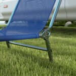 2 Piece Sun Loungers, Folding Chaise Lounge Chairs with Reclining Back, Breathable Mesh Seat, Headrest, Dark Blue - Image 7