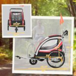 2-in-1 Walk/Ride Child Baby Bike Trailer for Kids 2 Seater, High-Visibility Bike Stroller for Toddler Wagon, Weather-Strong Double Bicycle Trailer Accessory, Red - Image 3