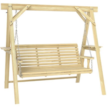 3 Seat Wooden Porch Swing with Stand
