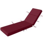 Chaise Lounge Cushion, 4" Thick Outdoor Lounge Chair Cushion with Ties for Patio, 21" x 72 ", Red